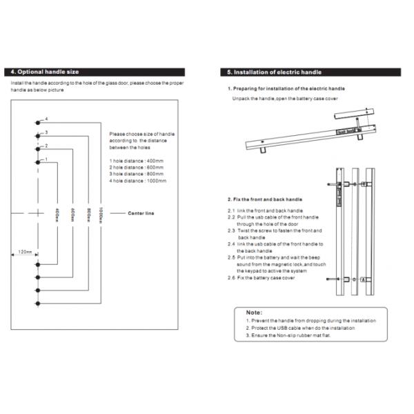 Double Side Electronic Intelligent Glass Door Lock With Handle Wireless App Control