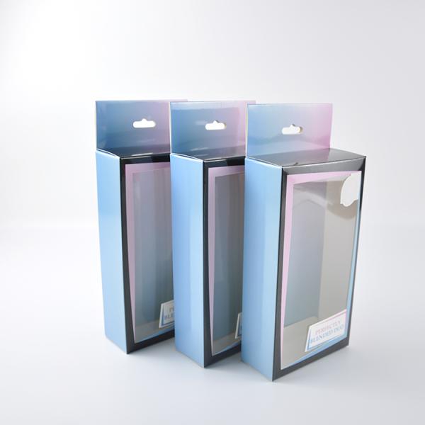 Lujo de empaquetado de empaquetado cosmético de encargo del cepillo del maquillaje de las cajas con el gancho claro de la ventana