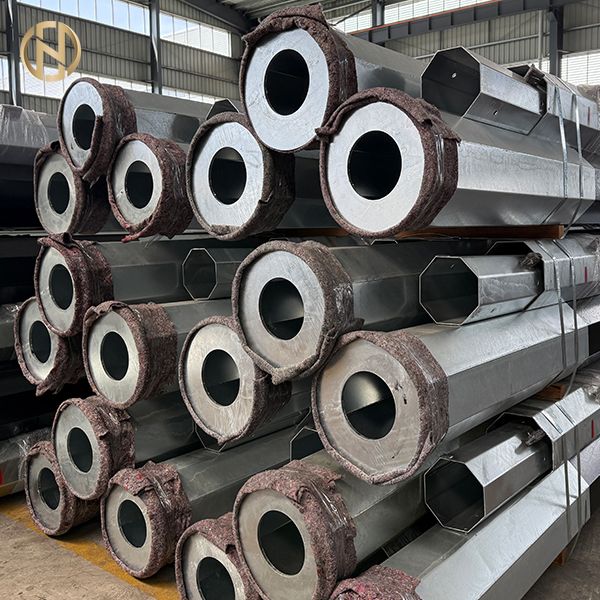 Hot-dip Galvanized Octagonal Steel Power Pole with Circular Anti-sinking Bottom Plate