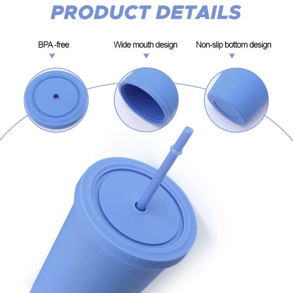 Fashion Candy Color 450ml Water Bottle Insulated Double Wall Plastic Water Bottle With Straw For Milk Lightweight Customized Color And Logo