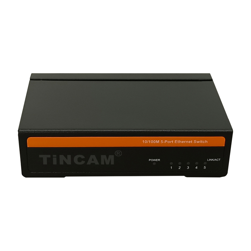 5 Port 10/100Mbps Fast Ethernet Switch Unmanaged Desktop Network Switch Metal Case Plug and Play External 5V Power Adapter TBC-S4005E