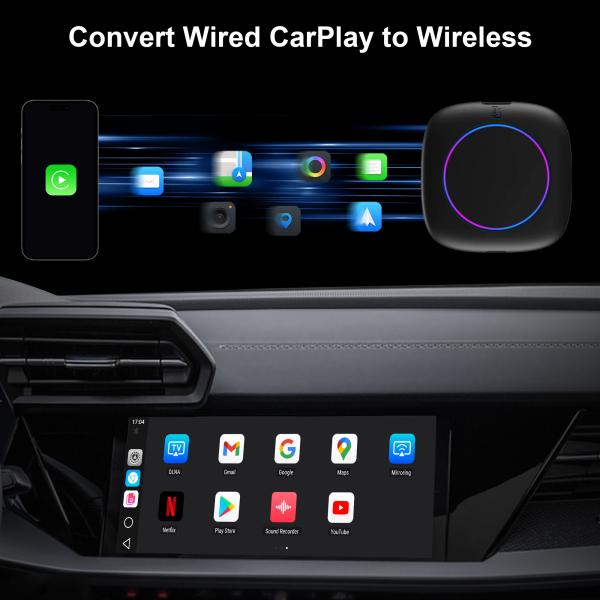 CarPlay Android 13 AI Box 無線自動アダプター ブルーツepo_Latnepo_Latnepo_Latn 5.0 サポート Netflix/YouTube/TikTok ストリーミングビデオ