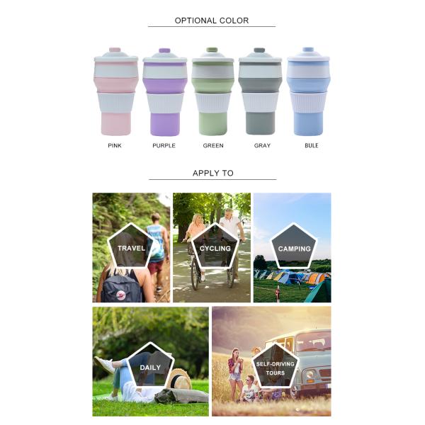 High Temperature Resistant 300ml Silicone Collapsible Coffee Cup SGS