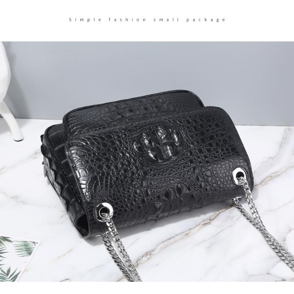 Exotic Genuine Crocodile Skin Silver Chain Lady Purse Real True Alligator Leather Women Purse Female Single Shoulder Bag