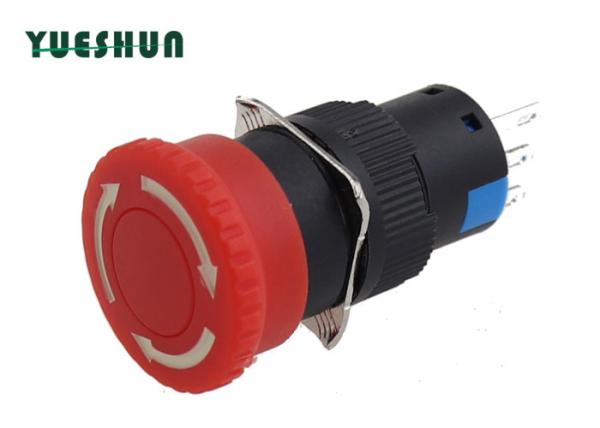 Plastic Emergency Stop Push Button Switch , Panel Mounted Emergency Stop Button Three Pins