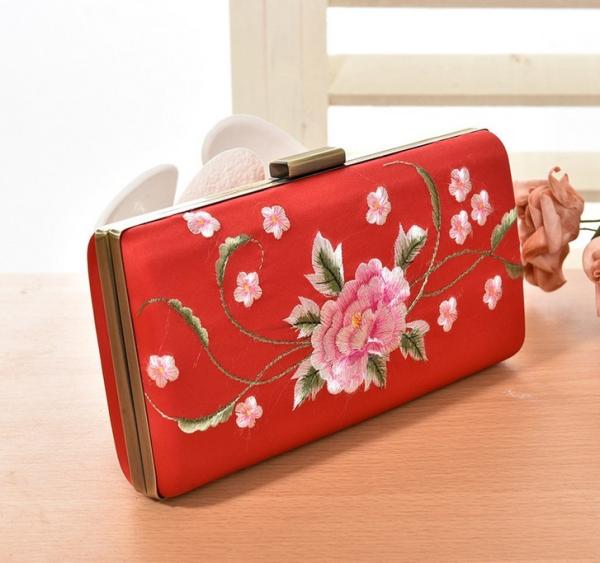 European and American vintage handmade embroidered peony high-grade hand clutch evening bags
