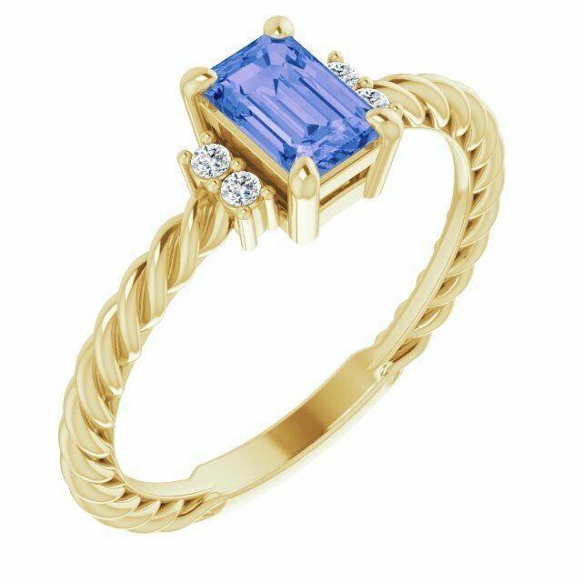 0.75ct круг пурпурное Tanzanite и группы CZ золото кольца 14K белое