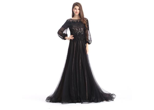Evening Cocktail Evening Dresses , Womens Black Evening Dresses With Built - In Bra