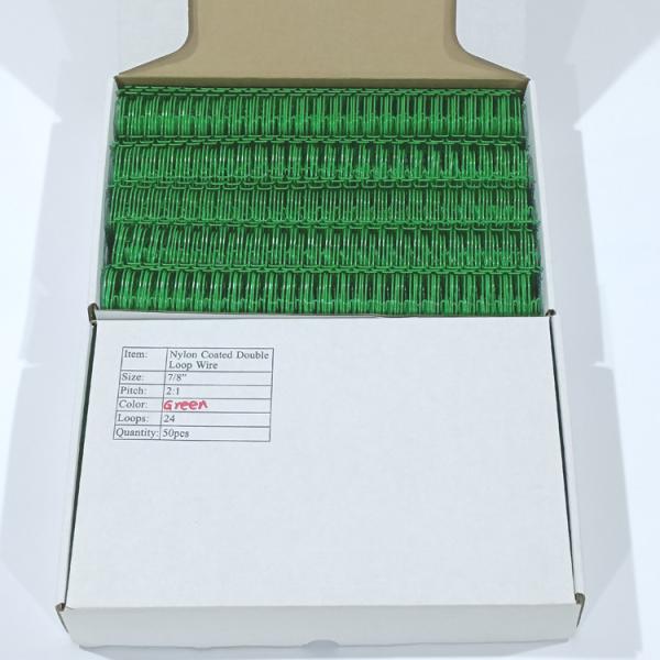 Green Twin Ring Nylon Twin Loop Wire Binding 3:1 Electroplated