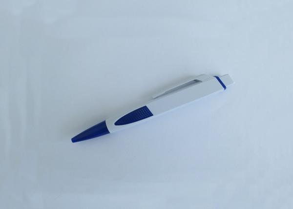 White Plastic Ball Point Pen with Rubber and logo for Promotion (P3025)