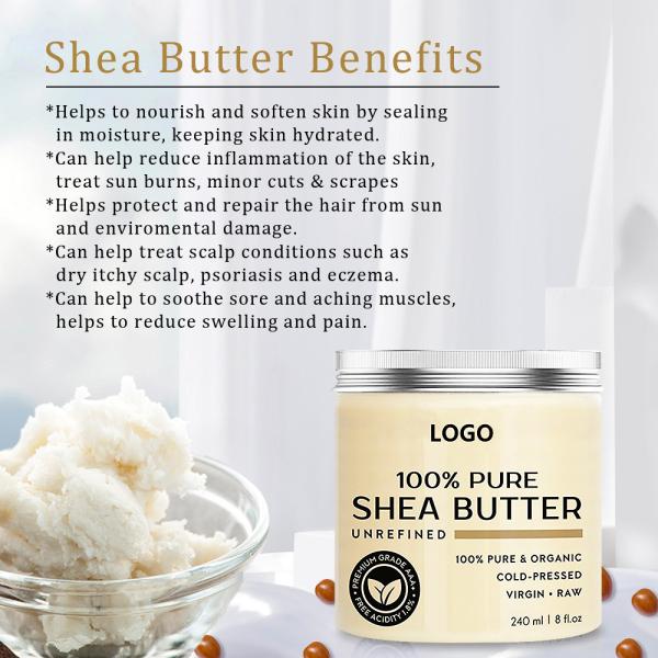 100% Pure Natural Organic Shea Butter Hair Body Dry Skin Relief Daily Skin Moisturizer