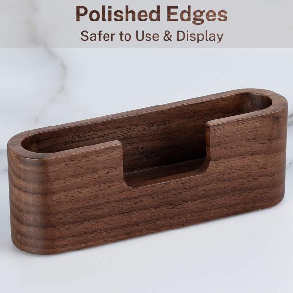 Escritorio natural Tarjeta de visita de madera Portador de notas Tarjetas de madera Estante de almacenamiento para oficina Mesa