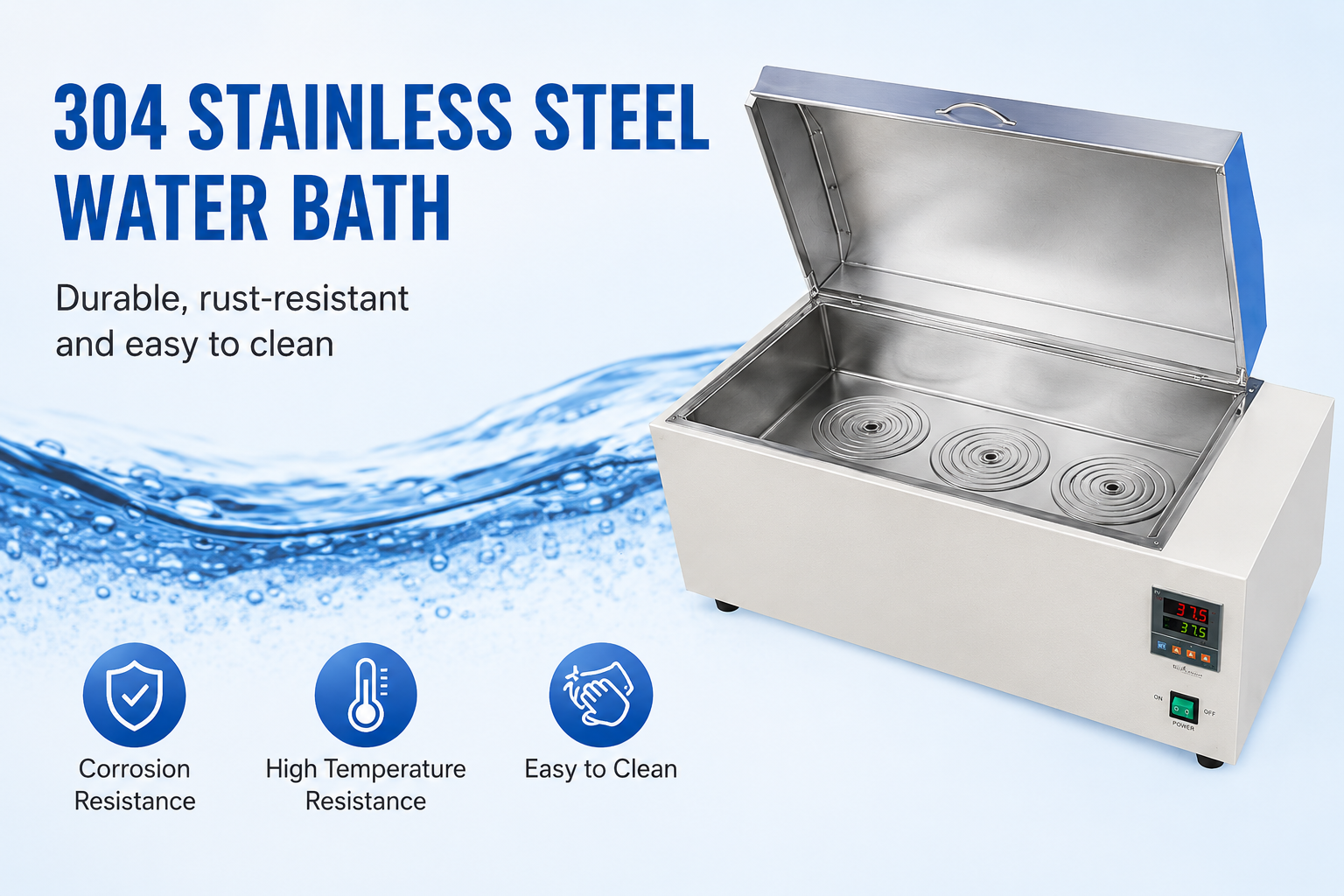 Cenlee HH-W600 Digital Thermostatic Water Bath 1500W PID Control Stainless Steel for Lab Distillation Drying Sample Heating