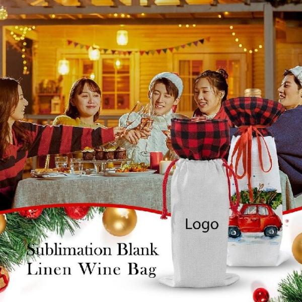 Bolsa de botella de vino de lienzo en blanco de sublimación personalizada para impresión de fotos de sublimación
