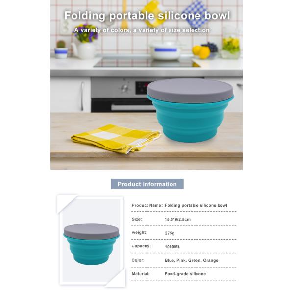 Шар силикона хранения еды ODM 1000ml OEM портативный складный