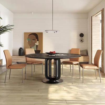 Round Birdcage Shape Stainless Steel Marble Dining Table  Pedestal Artistic