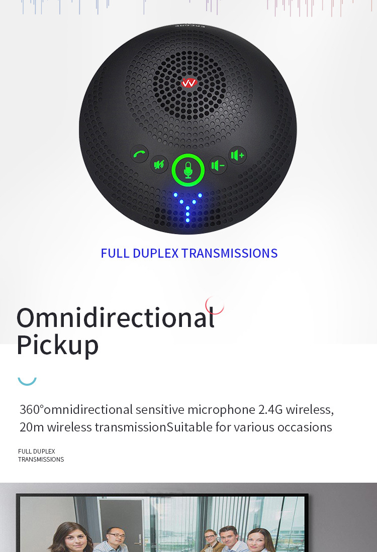 Professional Conference Microphone SQ-M13B 2.4G Wireless Omnidirectional Microphone, 360 Degree Pickup, High Definition Audio, and Noise Reduction