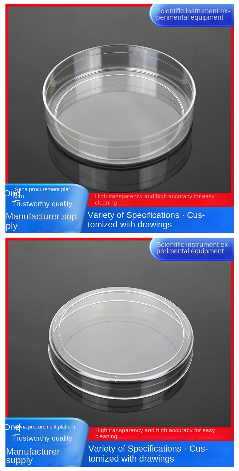 Sterile Polystyrene Petri Dishes - Disposable, Multi-Sizes for Microbiology & Lab Research