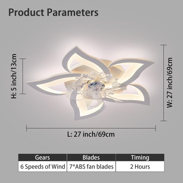 Wholesale factory 27.2 Inches Modern Style OEM ODM 50W LED Ceiling Fan Lights with Remote for Bedroom Living Room / Dining Room