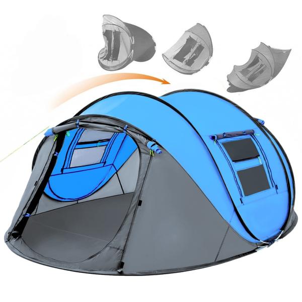 4 Person Easy Pop Up Tent Waterproof Automatic Setup 2 Doors-Instant Family