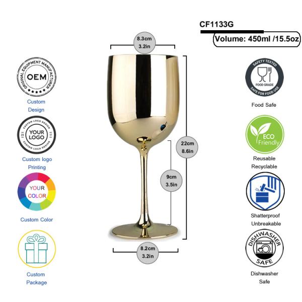 Moet Chandon Branded Wine Accessories Shatterproof Gold Acrylic Wine Goblet