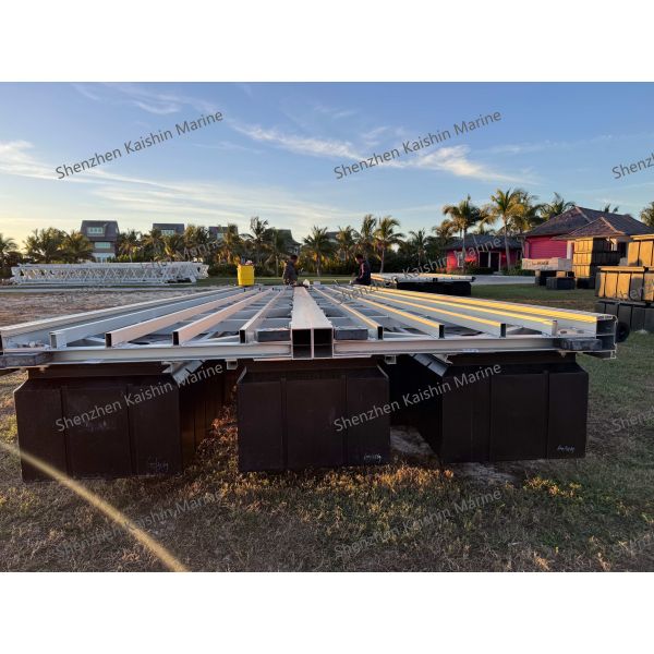 Customizable UV and Saltwater Resistant Floating Dock Pontoon with Easy Assembly for Marinas and Boat Mooring