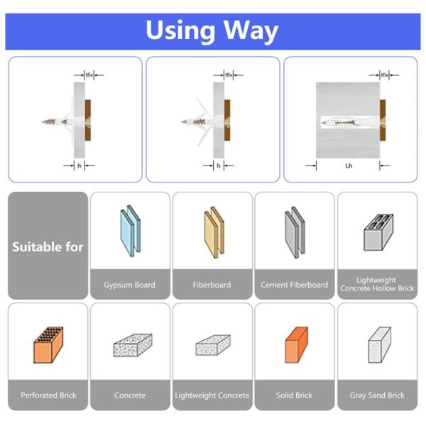 Durable Plastic Toggle Anchor  Cheap Price Plastic Butterfly Anchor Wall Plug