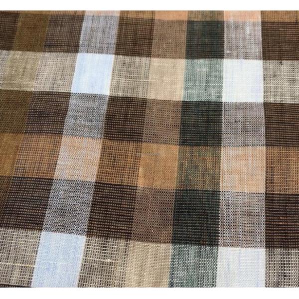 Enzymed Stone Washed French Linen Fabric for Clothes Yarn Dyed Gingham Check 100% Linen Fabric