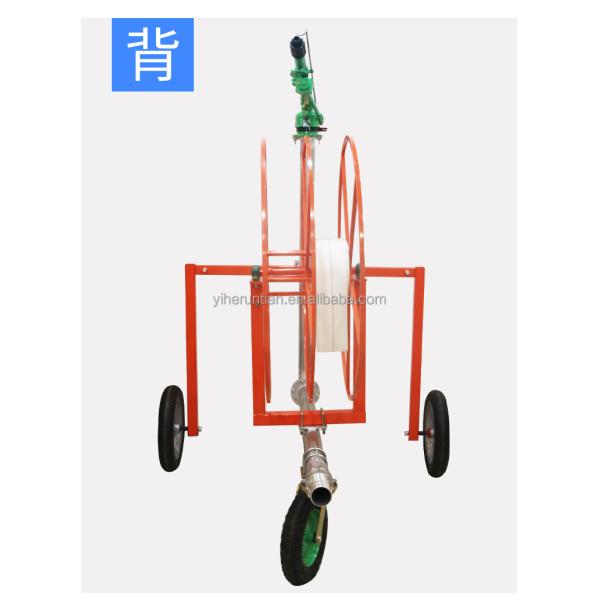 Gardening Metal Movable Farmland Irrigation Truck with Heavy Rain Gun Sprinkler and Garden Hose Reels
