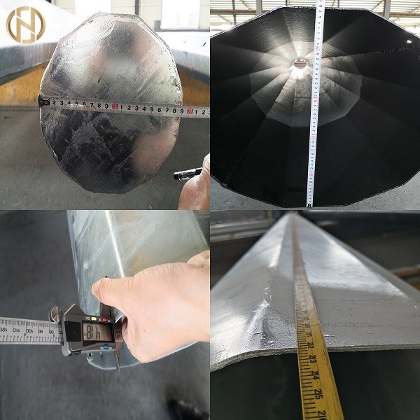 Línea de transmisión autosuficiente de Dodecagon 166KV del grado 0-30 de poste de poder del metal los 32m