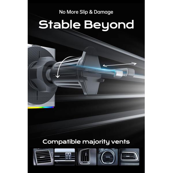 Ambient Iphone Magnetic Car Mount 15w Wireless Charger Ultra-Thin Design Fast Charging Dynamic Music Rhythm Cool Interior Decoration