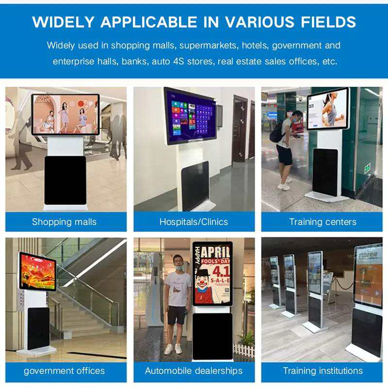 CH Rotatable LCD Advertising Digital Signage Display Monitor Floor-Standing Touch Screen Restaurant Kiosk for Airport Elevator
