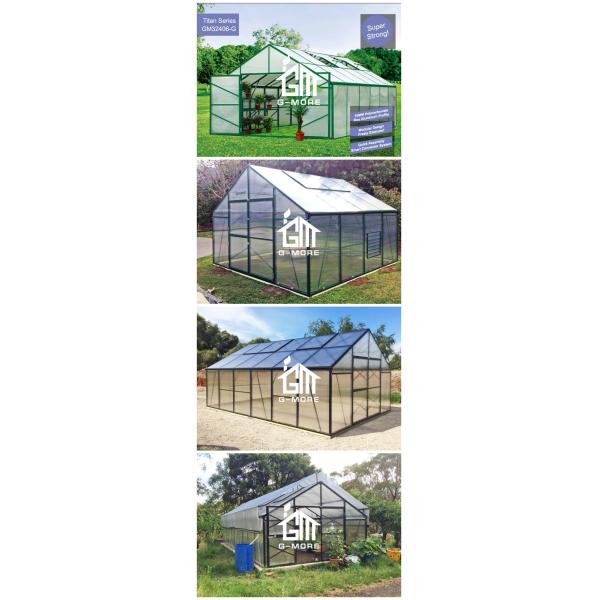 Aluminum Greenhouse-Titan series-406X406X273CM-Green/Black Color-10mm thick PC