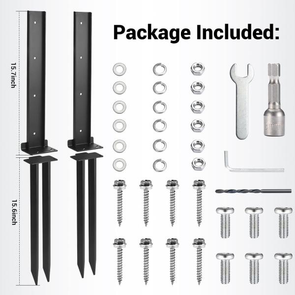 Fence Post Anchor Kit, Heavy Duty Steel Fence Post Repair Stakes, Fence Post Anchor Ground Spike