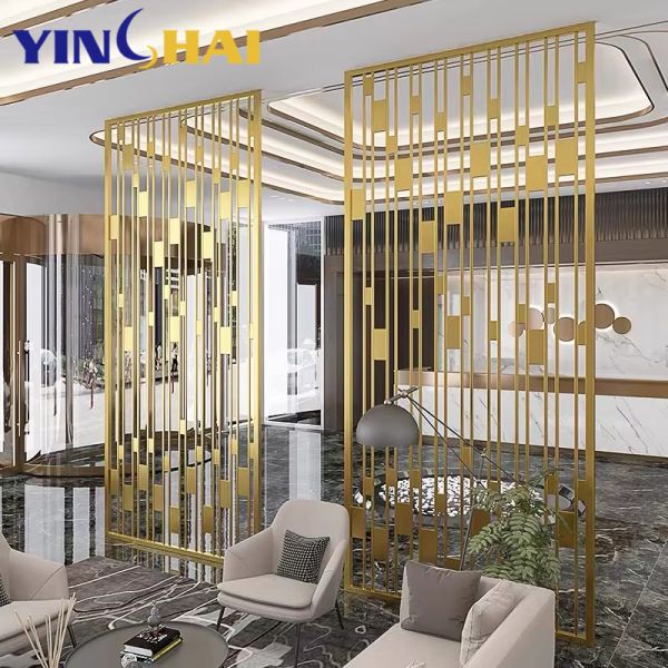 Gold Metal Laser Cut Room Dividers For Bedroom Contemporary And Functional