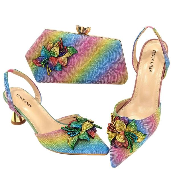 African high heels sandals and purses bag set Italian bag to match shoes for  women party shoes set