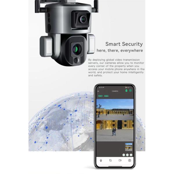 4K Solar Human Double Lens Surveillance Camera with Onboard Storage and Solar Power