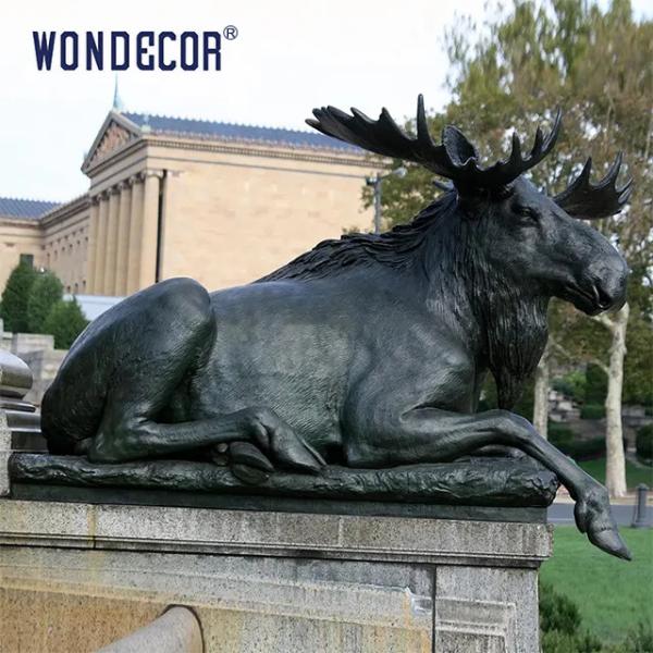 Скульптура лосей большого животного дикого художественного произведения дома сада украшения латунная