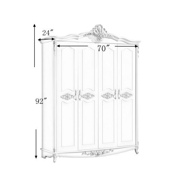Wood almirah designs antique wardrobe in White 603-6