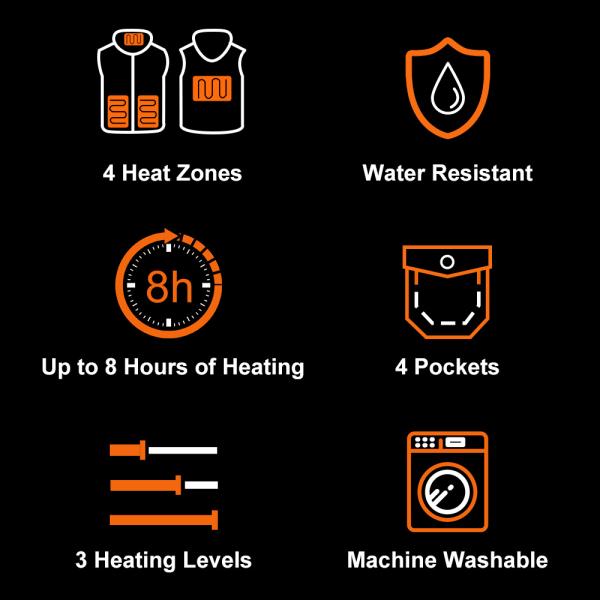 Custom Logo Heated Waistcoat Winter Warm Mens Sleeveless USB Battery Powered