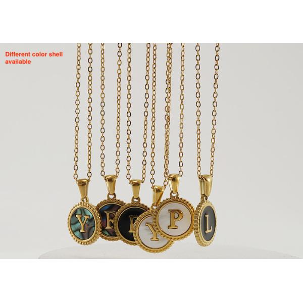 Уникальные ювелирные изделия 16MM 18K позолоченные из нержавеющей стали 3D оболочки письма ожерелье Женские буквенные подвески