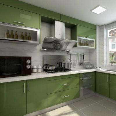 CAD Drawing Economical Modular Kitchen Cabinets With Lacquer Paint Doors