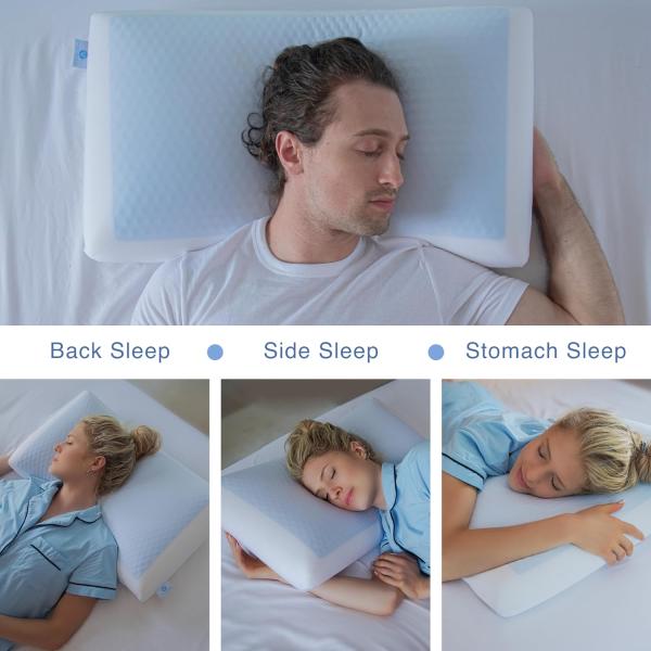 Removable and Washable Cooling Gel Memory Foam Pillows for Side Sleepers Square Shape