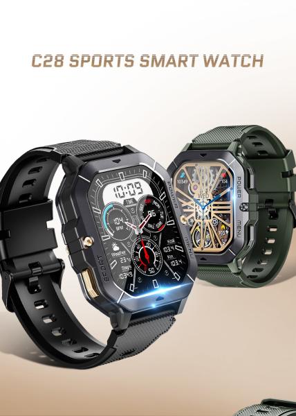 Les hommes appellent la santé en plein air C28 SmartWatch Moniteur de fréquence cardiaque étanche Fitness sportive