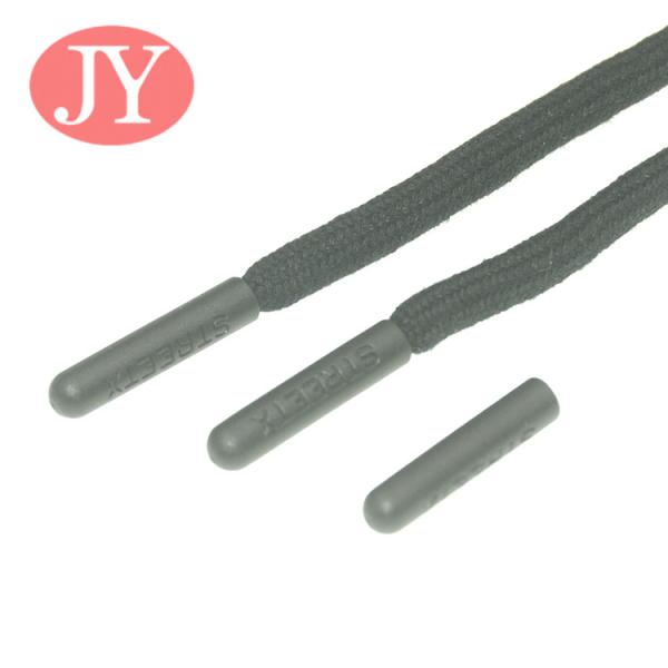 Jiayang aglet Debossed logo matte  black color tube shape ABS plastic tipping plastic aglets