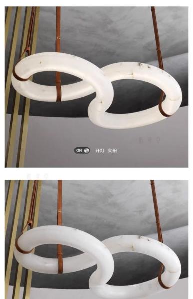 Modern Figure Eight Shape Design Living Room Kitchen Island Spanish Natural Alabaster Chandelier Pendant Lights