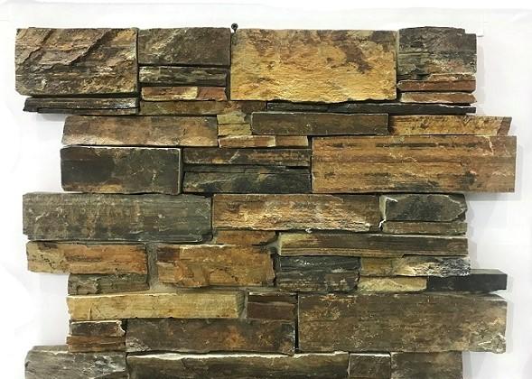 Brown And Yellow Cultured Stone Panels With Cement Backed / Concrete Backed