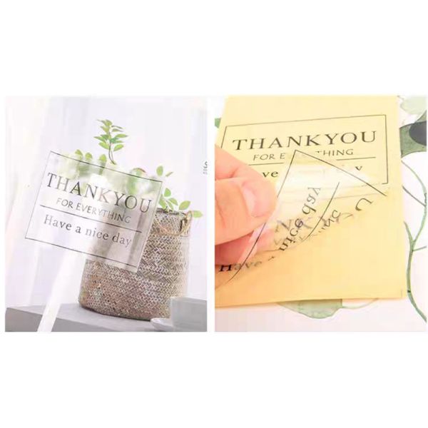 Embossed PVC Transparent Thank You Sticker Labels Printing Paper For Food Packaging