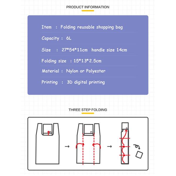 Складчатость многоразовых хозяйственных сумок полиэстера REPT 210D портативная прочная