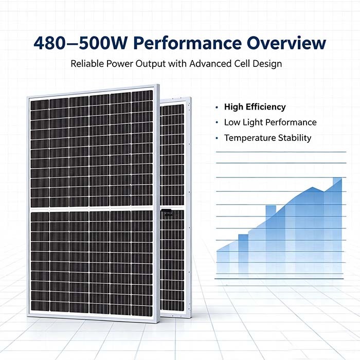 Anti‑PID 500W Bifacial Monocrystalline Solar Panel For Home Rooftop Power System